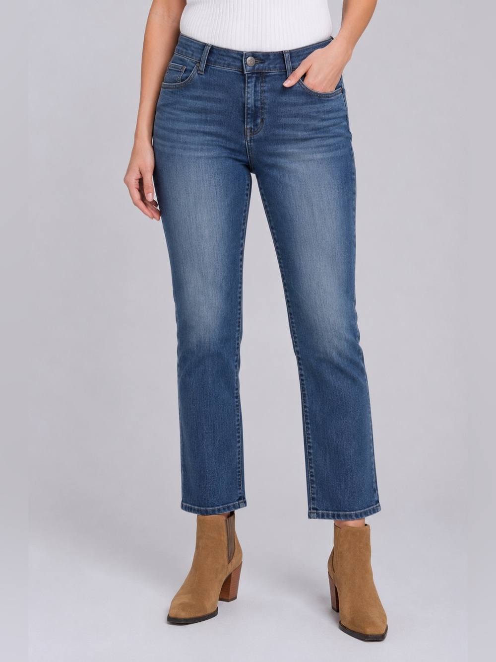 Democracy | “Ab” Solution Mid-Rise Straight Jeans | Size 10 | EUC | Classic Blue